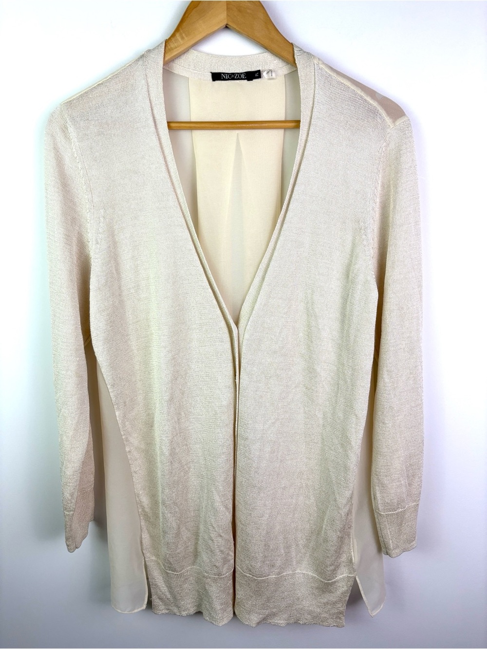 NIC+ZOE silk blend Cream Cardigan size PL